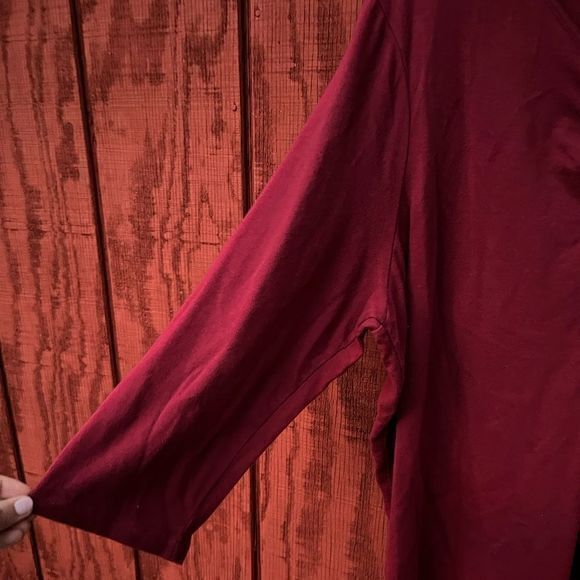 One Step Up Women's Top V-Neck 3/4 Sleeve Pullover Red Burgundy Size 3X - Picture 4 of 5